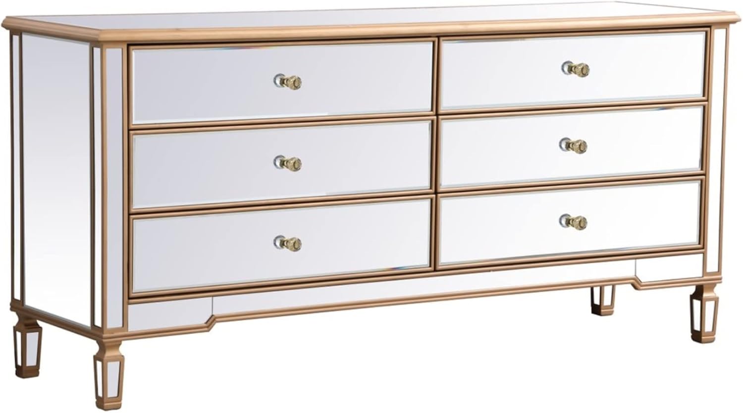 Contempo 72 in. Mirrored Chest in Antique Gold