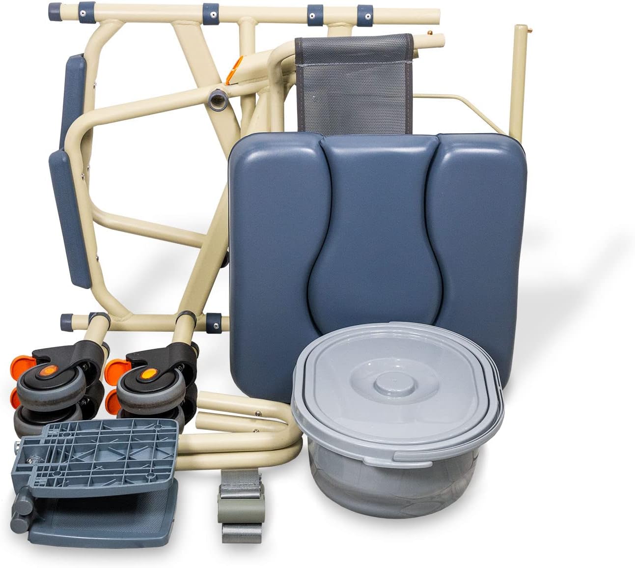 SolutionBased - FSA HSA Eligible - Lightweight Aluminum Folding Rolling Shower Chair for Elderly and Disabled - Rolling Commode Shower Wheelchair - Commode - Handicap Shower Chair with Wheels