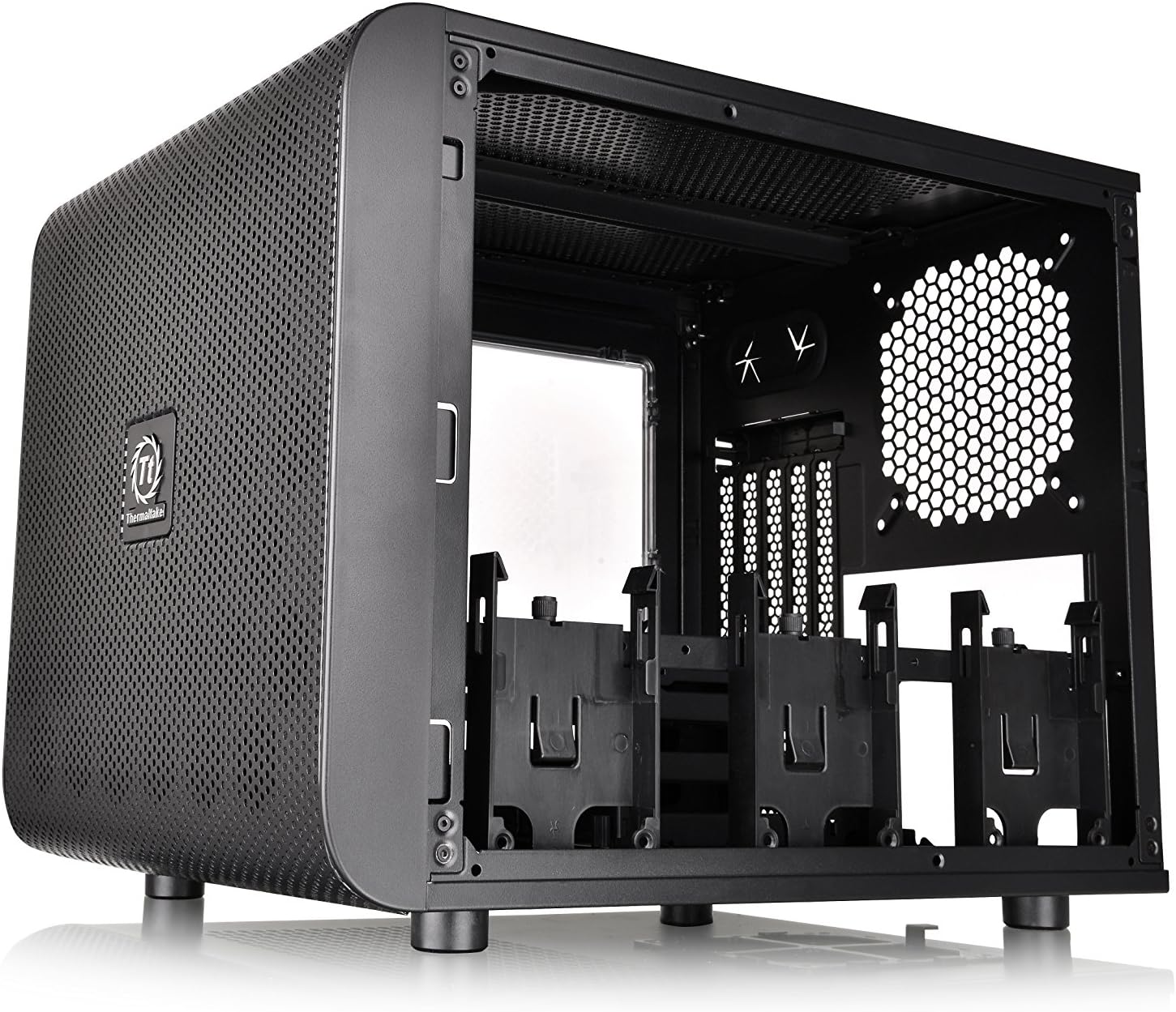 Thermaltake Core V21 SPCC Micro ATX, Mini ITX Cube Gaming Computer Case Chassis, Small Form Factor Builds, 200mm Front Fan Pre-installed, CA-1D5-00S1WN-00 Black