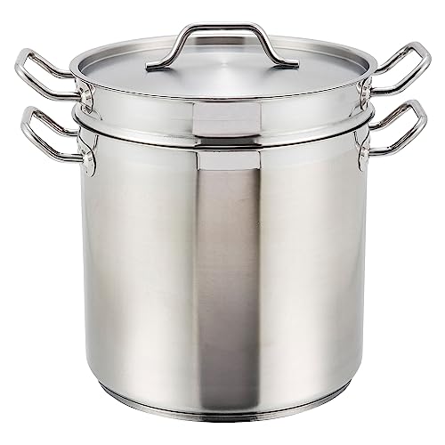 Winware SSDB-16S Stainless 16 Quart Steamer/Pasta Cooker with Cover, Stainless Steel