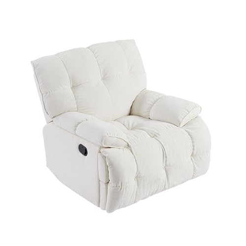 JUSTONE Swivel Rocker Recliner Chair, 360 Degree Swivel Chair Manual Recliner Single Sofa Couch, Soft Fabric Overstuffed Rocking Chair for Living Room, YELLOW
