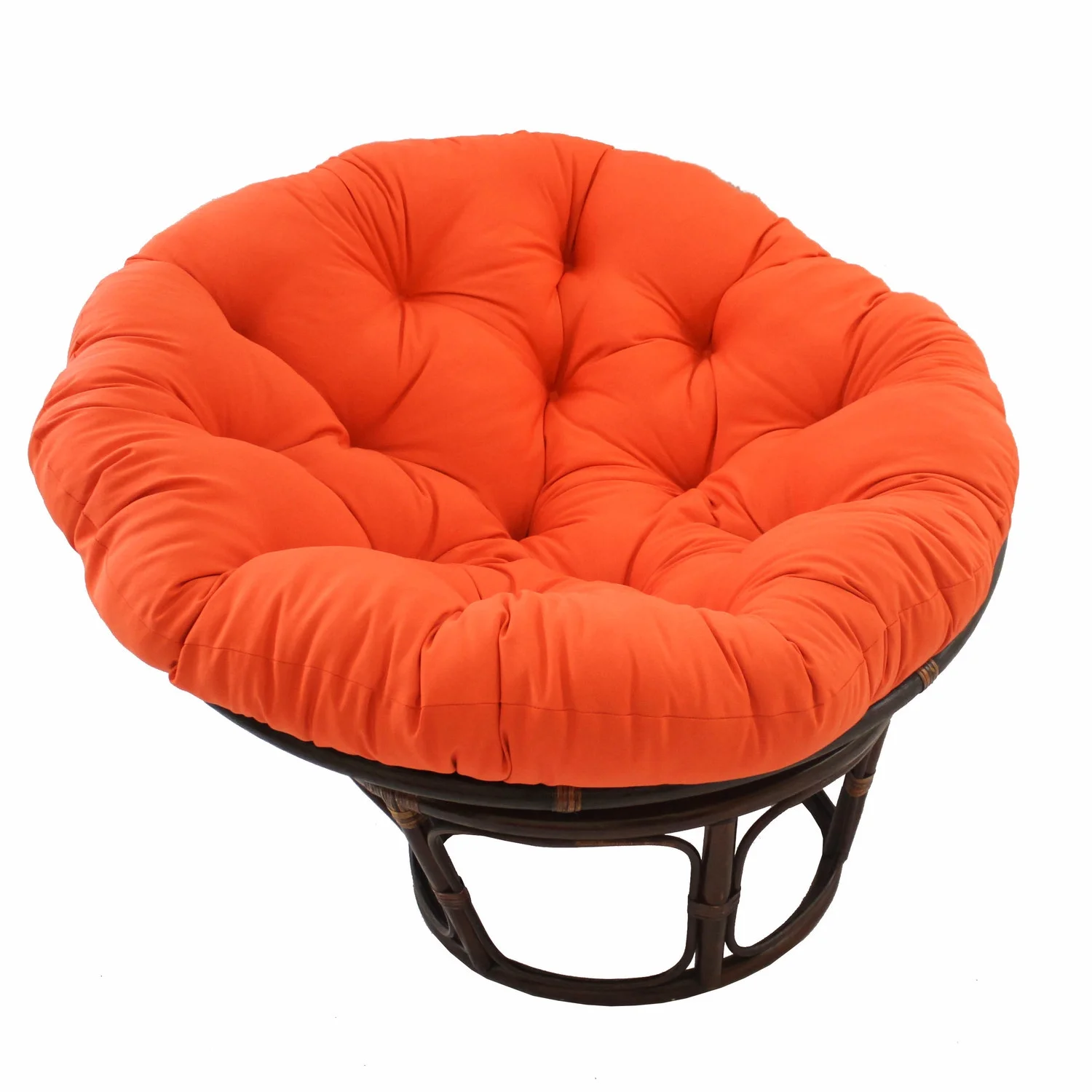 International Caravan 42-Inch Rattan Papasan Chair with Solid Twill Cushion