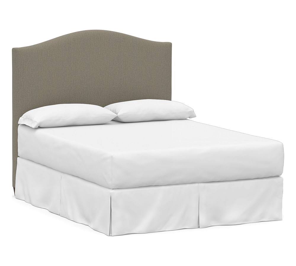 Raleigh Curved Upholstered Tall Headboard Without Nailheads, Full, Chenille Basketweave Taupe