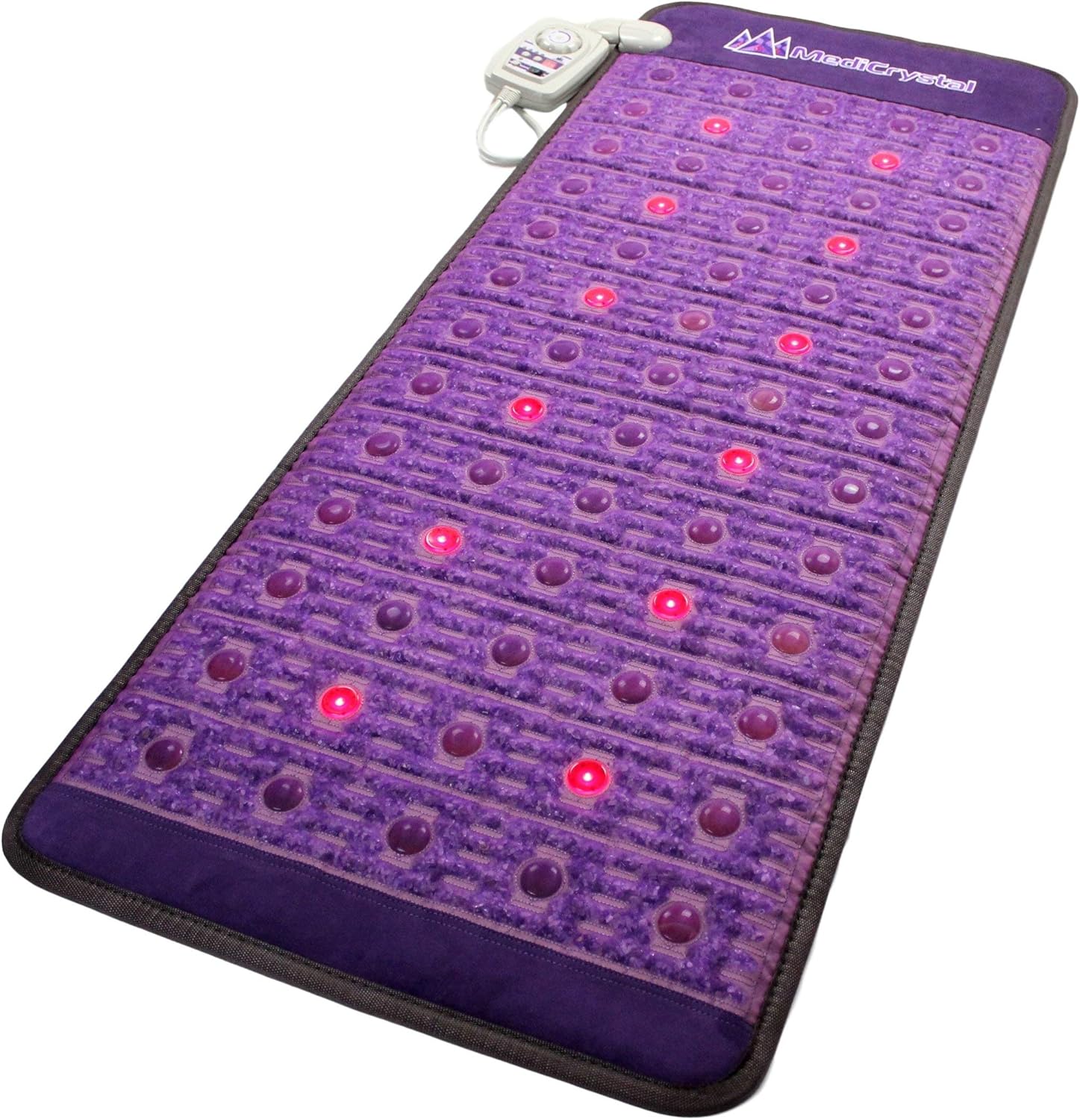 MediCrystal Far Infrared Amethyst Mat 72"L x 32&rdquo;W + 81 Natural Agates + 24 Photon&nbsp;Red Lights - Bio Stimulation Therapy for Back Pain - FDA Registered Manufacturer - Professional FIR Heating Pad