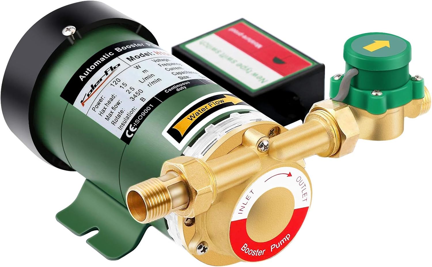 KOLERFLO 120W Water Pressure Booster Pump 115VAC,396 GPH,21.7 PSI Household Automatic Home Booster Pump with Water Flow Switch(H15GR-15)