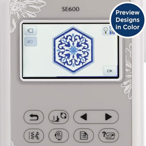Brother SE600 Sewing and Embroidery Machine, 80 Designs, 103 Built-In Stitches, Computerized, 4" x 4" Hoop Area, 3.2" LCD Touchscreen Display, 7 Included Feet