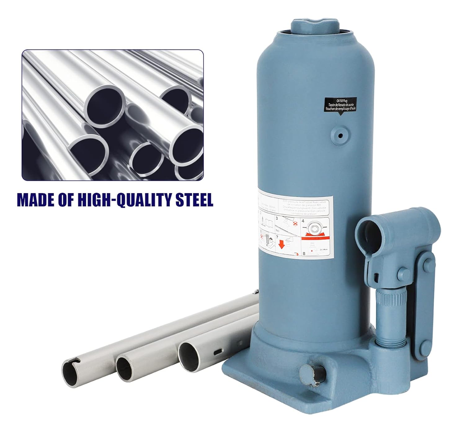 BAOSHISHAN 4 Ton Bottle Jack 10-5/8" to 24" Lifting Range High Lift Double Ram Bottle Jack Hydraulic Bottle Jack Truck Jack Jeep Jack