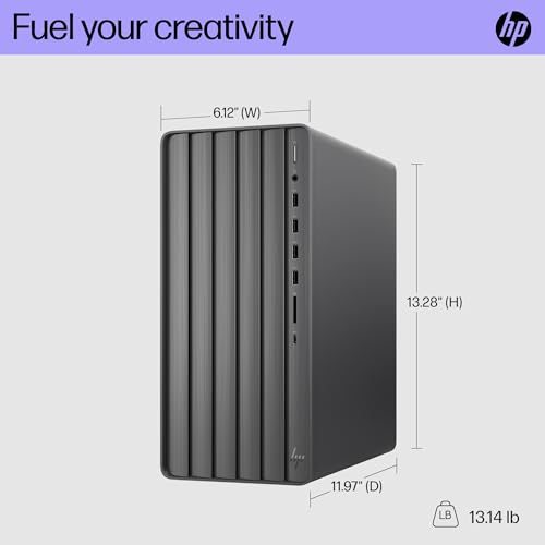 HP Envy Desktop, 12th Gen Intel Core i7-12700, 16 GB RAM, 512 GB SSD & 1 TB SATA Hard Drive, Windows 11 Pro, Wi-Fi & Bluetooth, Wired Keyboard & Mouse, Pre-Built PC Tower (TE01-3022, 2022),black