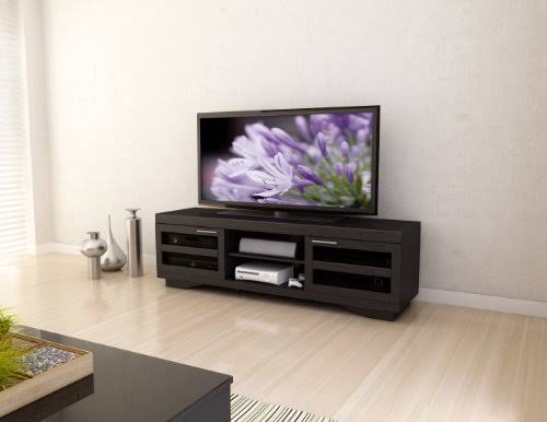 SONAX Granville 66-Inch Wood Veneer TV Bench, Mocha Black