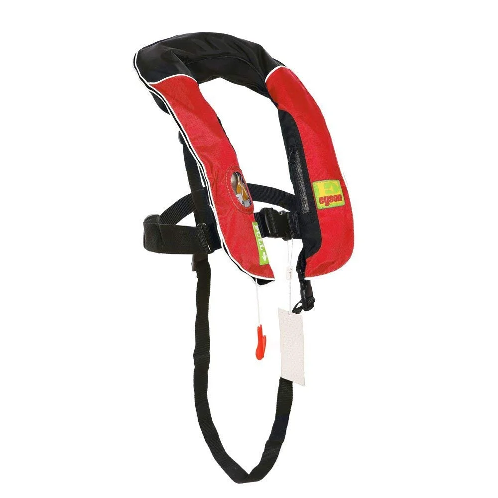 Premium Automatic / Manual Inflatable Life Jacket Lifejacket PFD Life Vest w Zippered Pocket Inflate Survival Aid PFD for Children Youth Kids Red Color