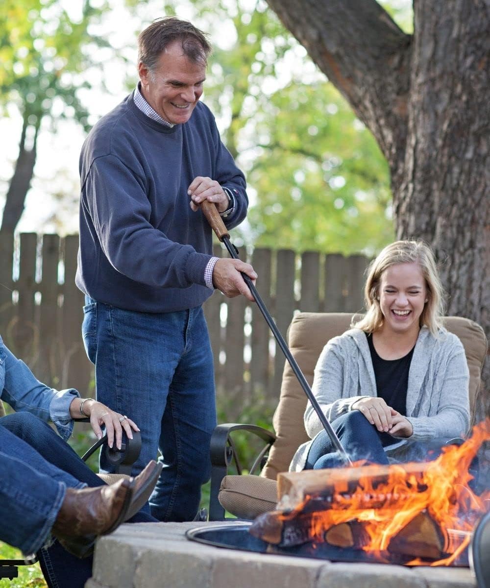 Walden Fire Pit Stoker Poker Long 33" - Stick-One-Way Airflow Valve-Blow Through Fire Poker Extra Long - High Carbon - Outdoor Campfire Tools and Accessories Fire-Poker for Fire Pit