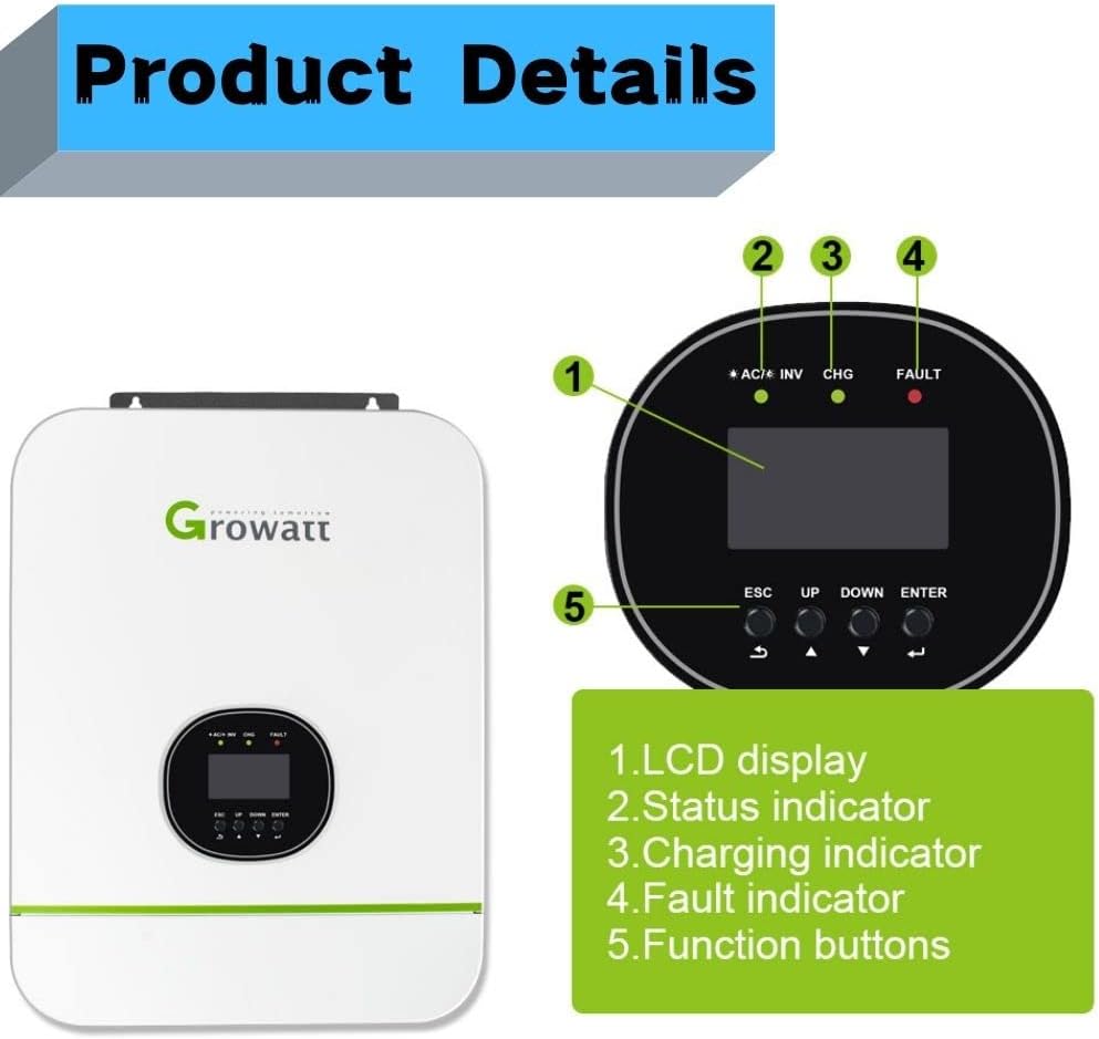 Delicaquao 3000W Solar Inverter 120V/240V 48V Solar Inverter Support Split Phase 80A MPPT Multifunctional High Frequency Pure Sine Wave Inverter, 3-5 Days Delivery