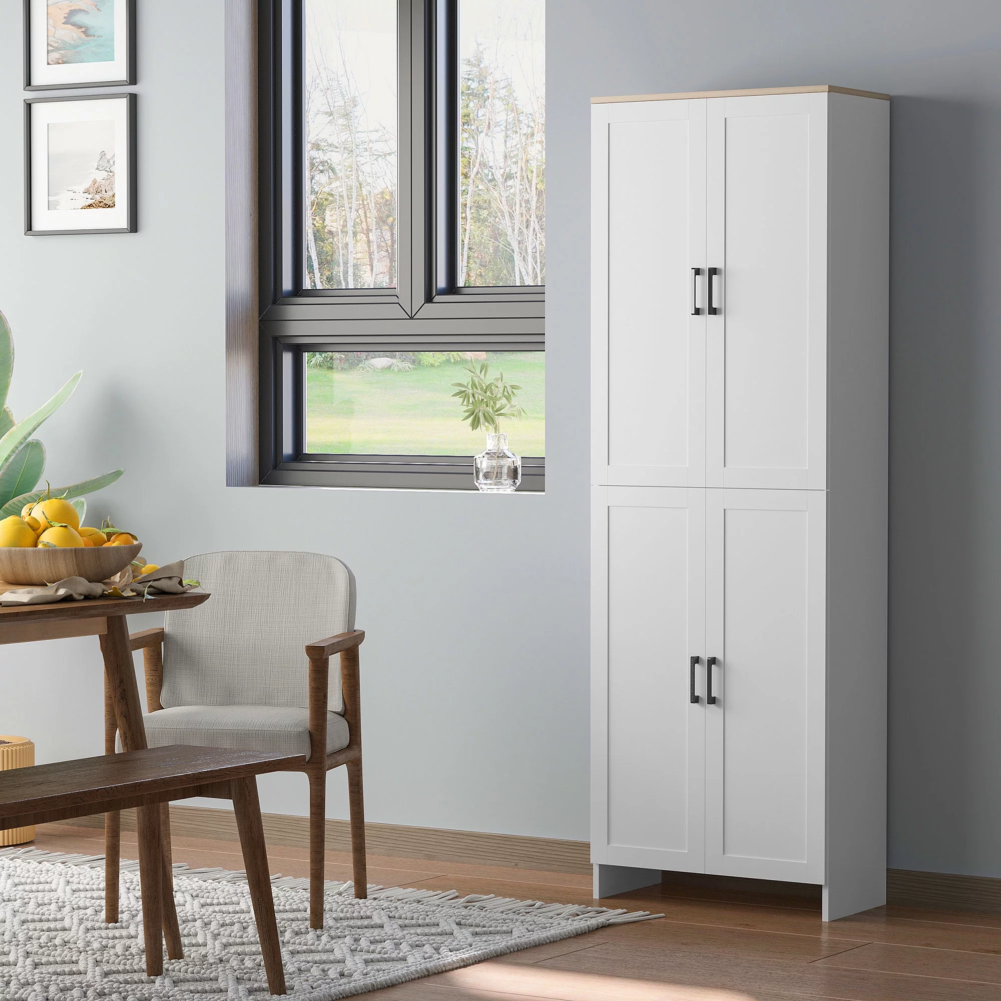 HOMCOM 72" Kitchen Pantry Storage Cabinet with Adjustable Shelves, White - Curated Treasures Market