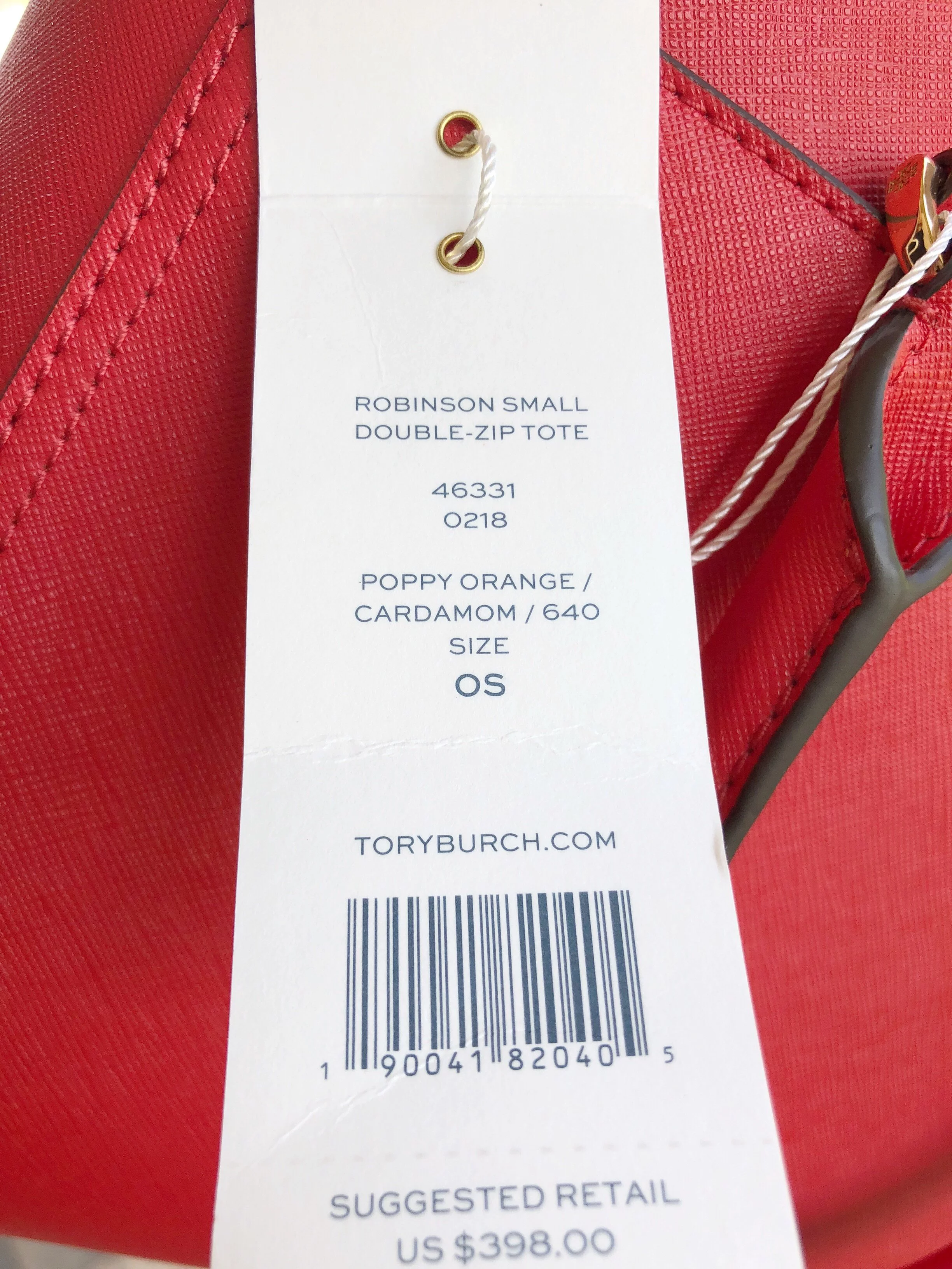 Tory Burch Robinson Small Double Zip Tote Satchel Crossbody Bag Poppy Orange Red
