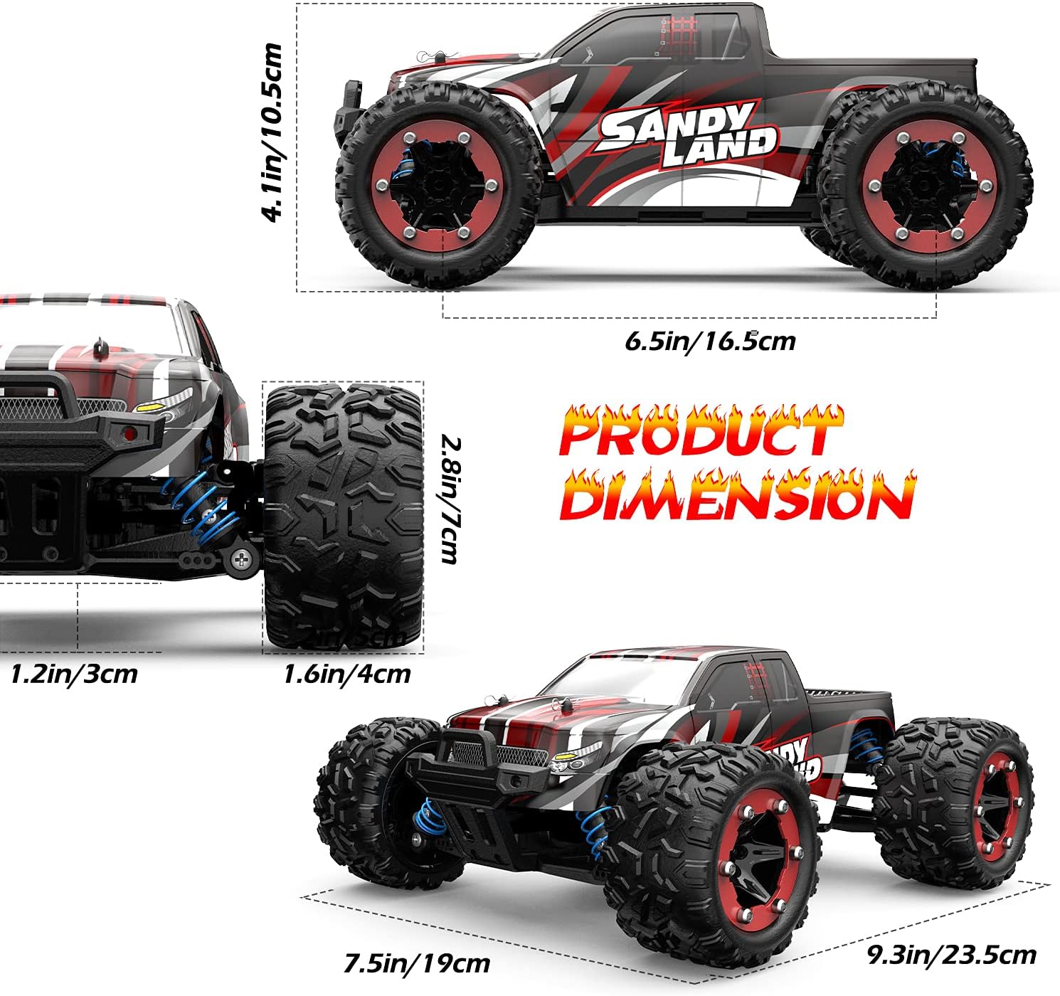 DEERC 9300 Remote Control Car High Speed RC Cars for Kids Adults 1:18 Scale 40 KM/H 4WD Off Road Monster Trucks,2.4GHz All Terrain Toy Trucks with 2 Rechargeable Battery,40+ Min Play Gift for Boy Girl Pack of 2