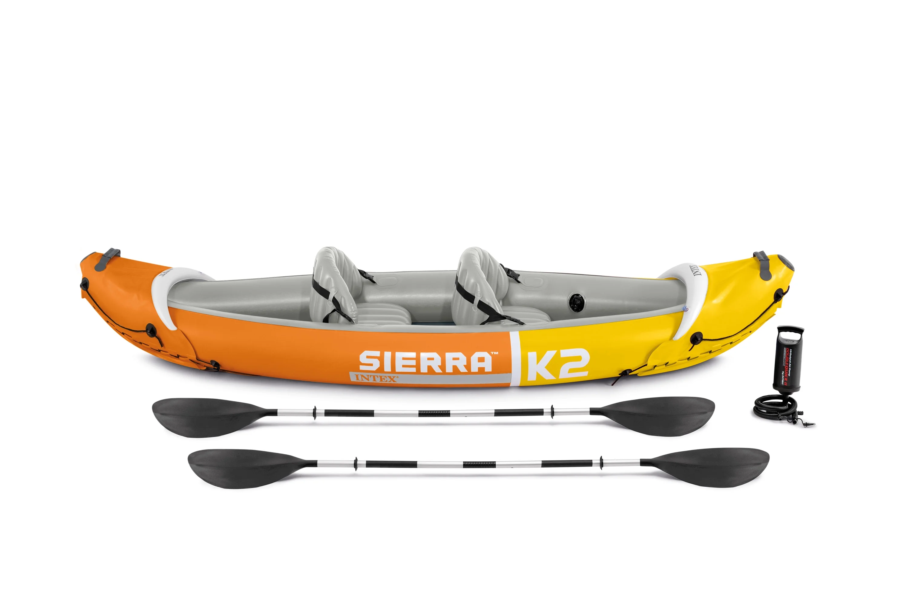 Intex Sierra K2 2-Person Inflatable Blow Up Fishing Kayak with Accessory Kit Oars and Hand Pump