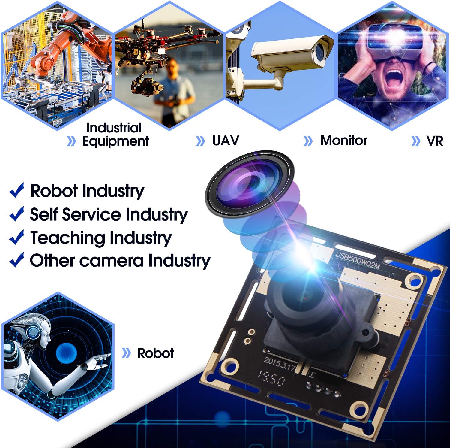 Autofocus 5 Megapixel USB Camera Module with 170 Degree Fisheye Lens HD 2592X1944 USB Webcamera with CMOS OV5640 Sensor USB with Camera,Mini Webcam for Windows Mac Andriod Linux,Plug&Play