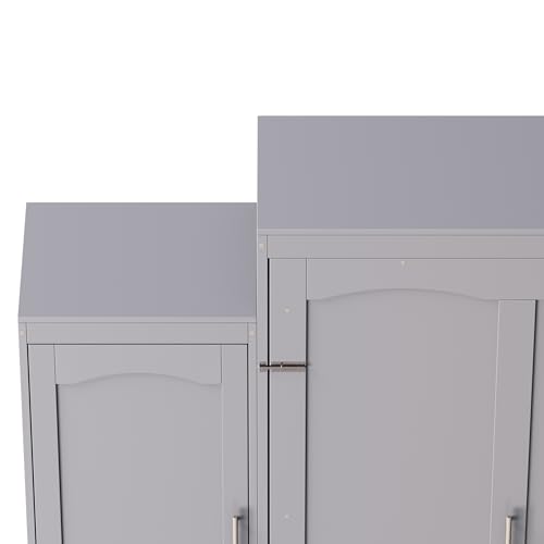 KLMM Wooden Murphy Bed Wall Bed with 2 Wardrobe and Storage Shelf,Foldable Platform Bedframe for Guest-Room Bedroom Study Office Use (White#E, Full)