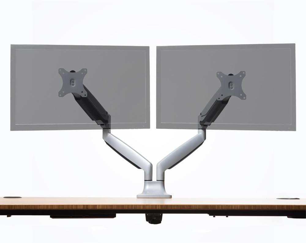 Fully Jarvis Dual Monitor Mounting Arm - fits up to 32" Computer Displays (Dual, White)