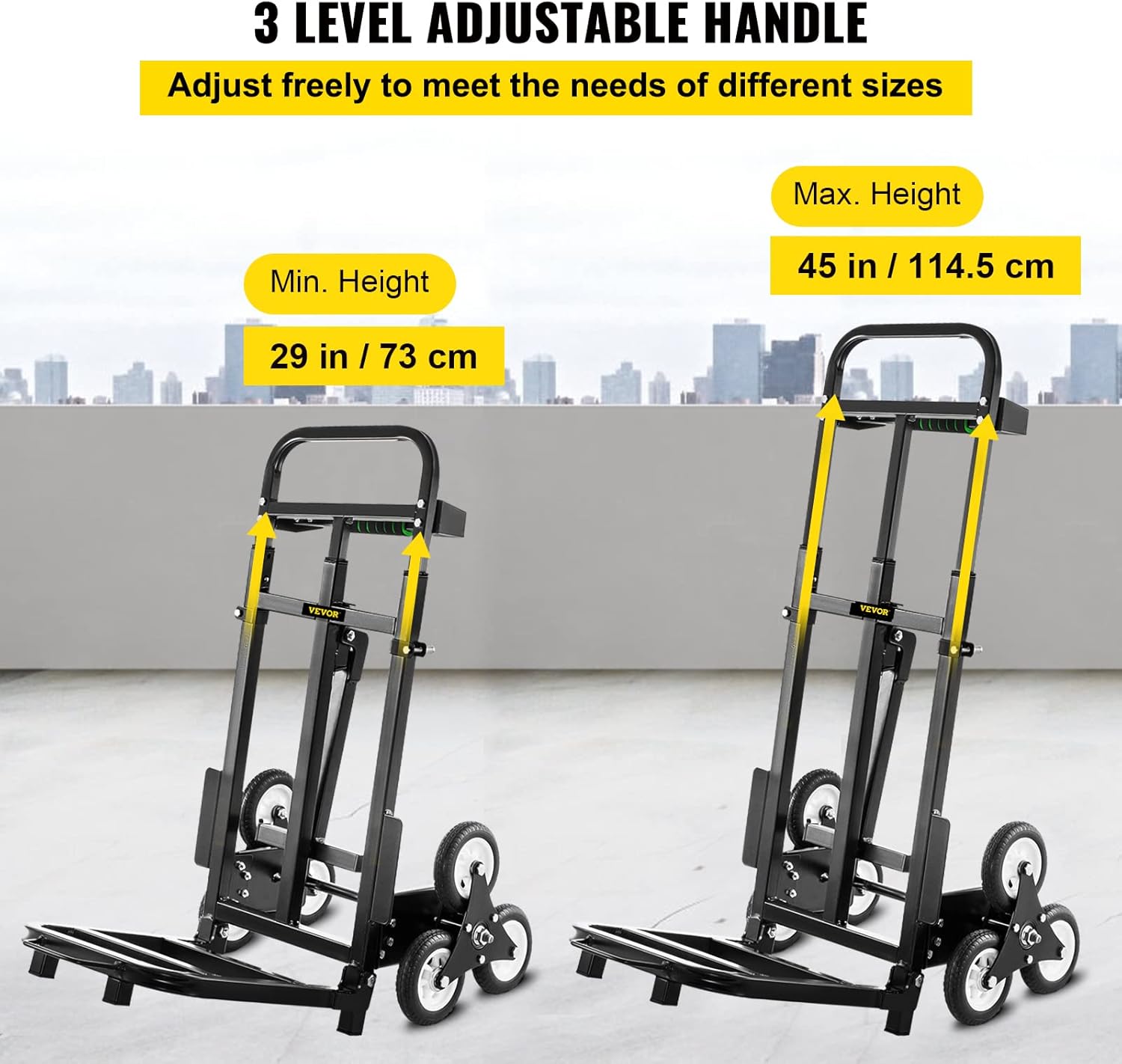 VEVOR Stair Climbing Cart 420lbs Capacity,Stair Climber Hand Truck with Adjustable Handle