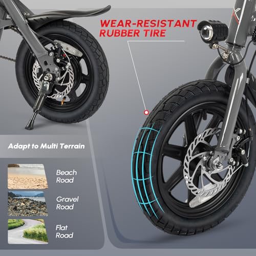 PEXMOR Electric Bike for Adults, 350W Motor (Peak 500W) Ebike 36V 6AH Battery, 14" Folding Commuter City Electric Bicycle for Adults/Teens, Complies to UL2849
