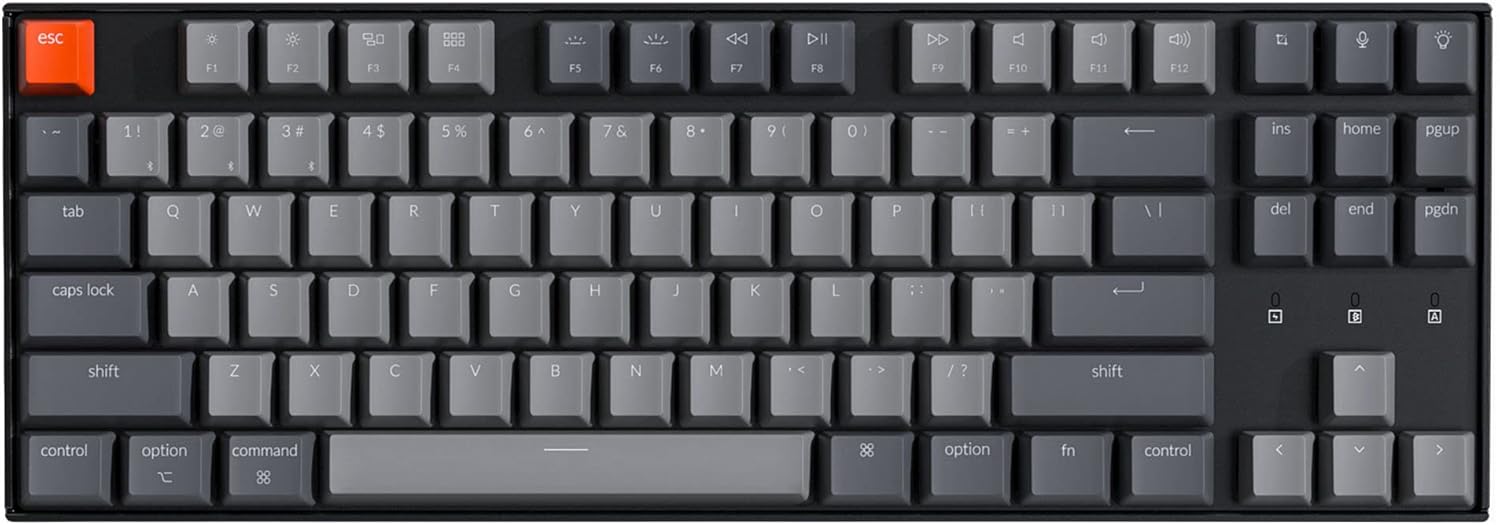 Keychron K8 Tenkeyless Wireless Mechanical Keyboard for Mac, White Backlight, Bluetooth, Multitasking, Type-C Wired Gaming Keyboard for Windows with Gateron G Pro Brown Switch