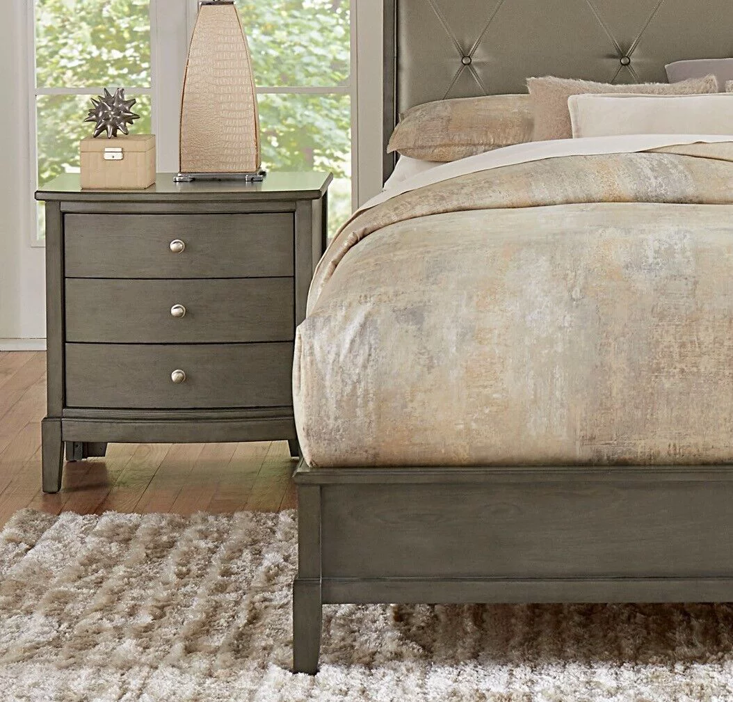 Gray Finish 5pc Wooden Bedroom Furniture Set Cal-King Bed Dresser Mirror Nighstands Set Transitional Style