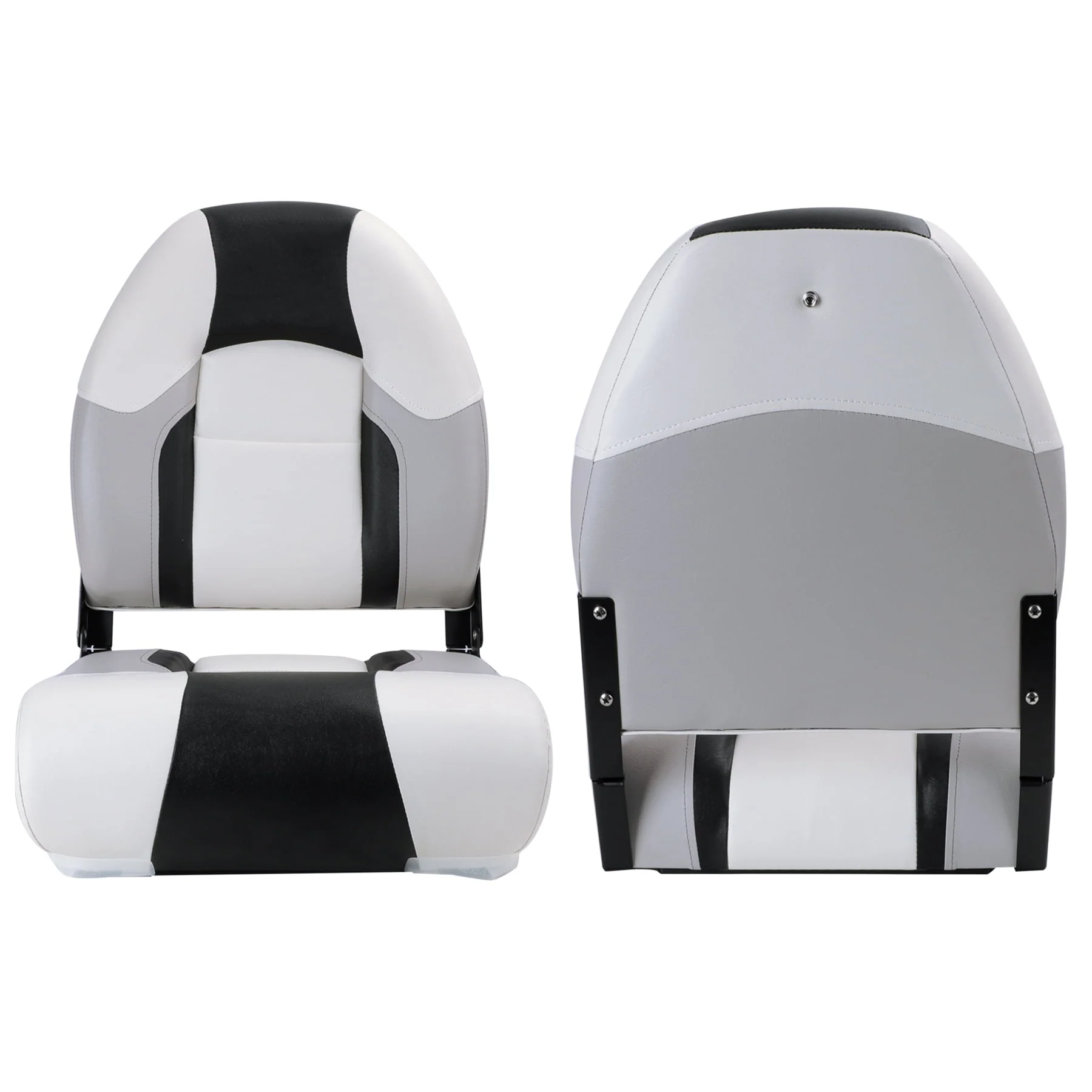 NORTHCAPTAIN S1 Pro Premium High Back Folding Boat Seat,Stainless Steel Screws Included,Charcoal/Black(2 Seats)