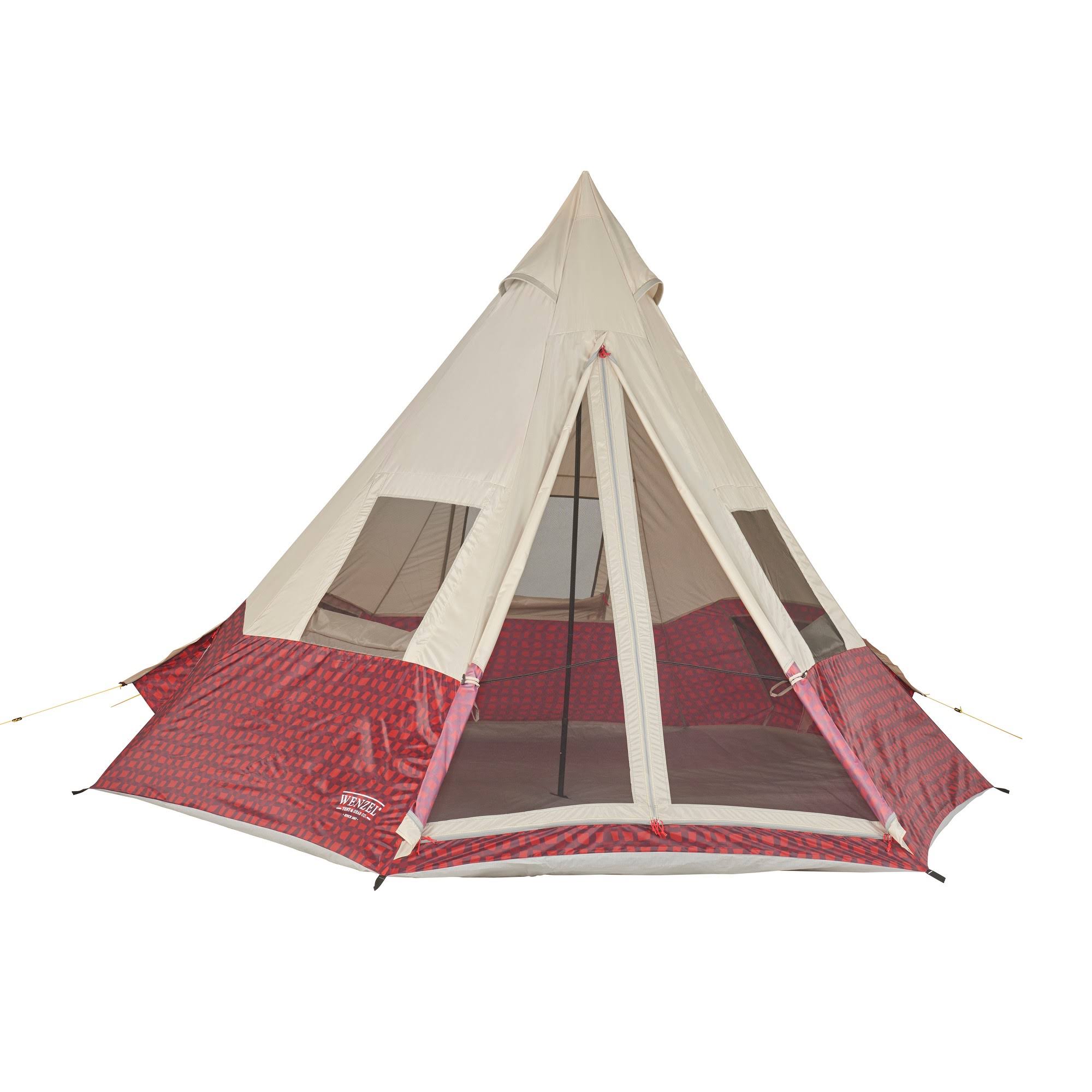 Wenzel 11.5 x 10 Shenanigan Large 5 Person Trail Camping Teepee Tent, Red Plaid