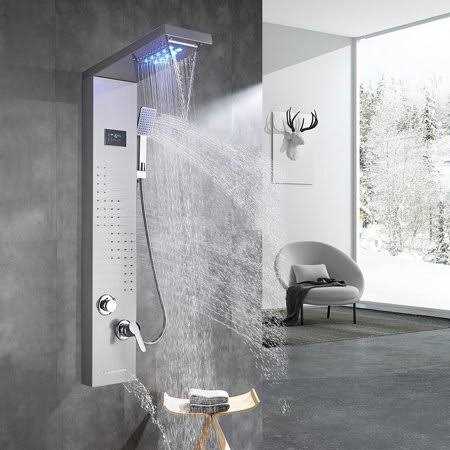 Senlesen LED Shower Panel Tower Massage Body Jet System Rain&amp;Waterfall Stainless Steel - Shop Hardware Tools Online Store