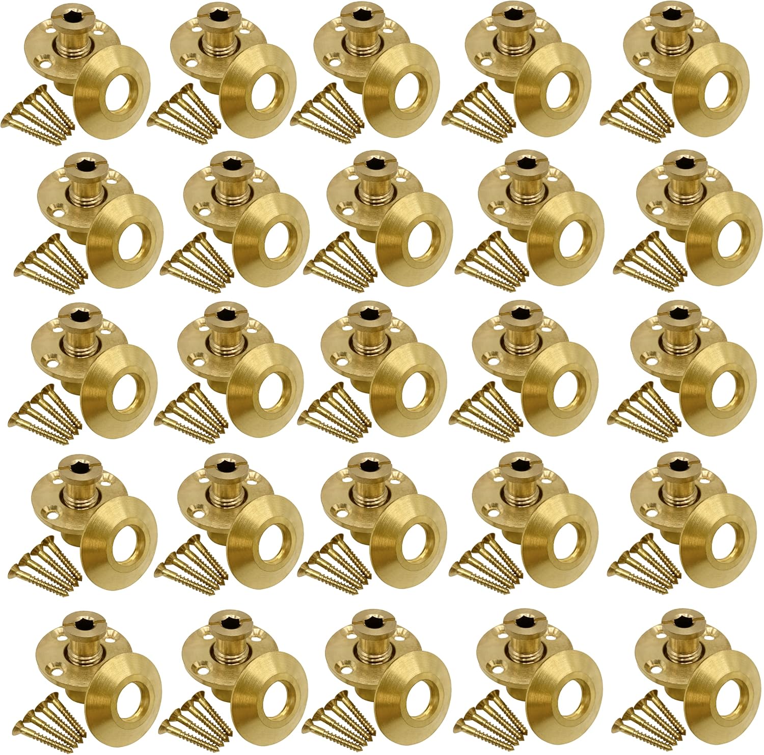 Bargain Brass Poolzilla Pool Safety Cover Brass Anchor with Collar for Wood Decks - 25 Pack - Universal Fit Pack of 2
