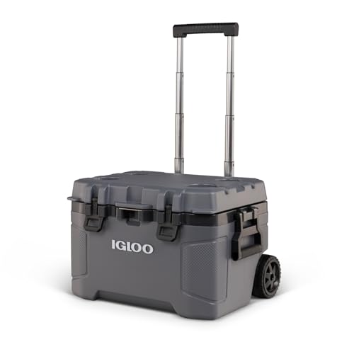 Igloo Trailmate 52Qt Wheeled Cooler, Insulated Hard Shell Ice Chest, Carbonite