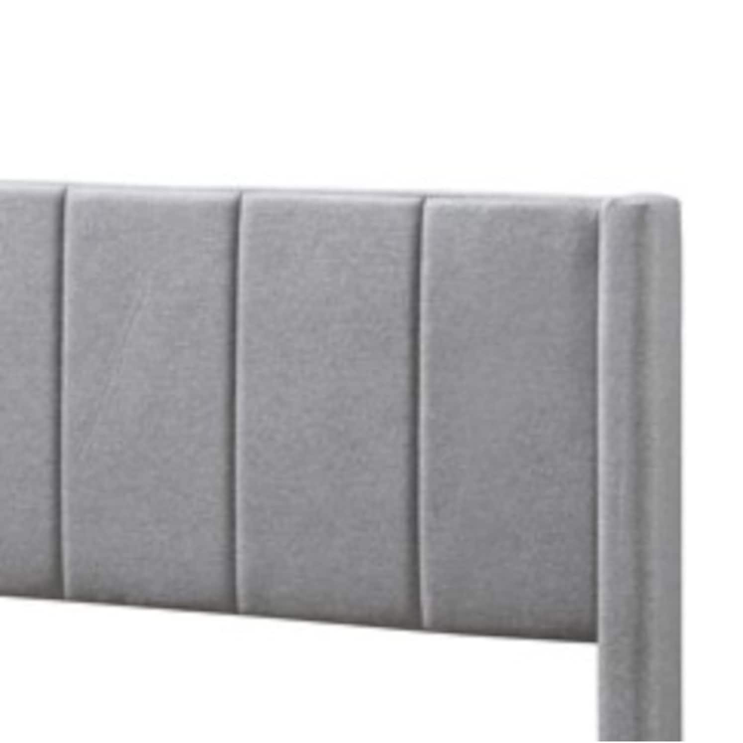 Isabella Vertical Tufted Channel Wingback Platform Bed GreyLinen - King