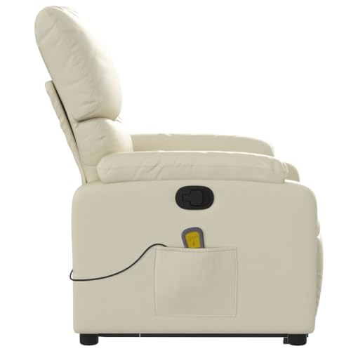 Electric Massaging Chairs Stand up Massage Recliner Chair Cream Faux Leather,Power Lift Massage Recliner with Manual Reclining Function for Elderly Furniture for Living Room
