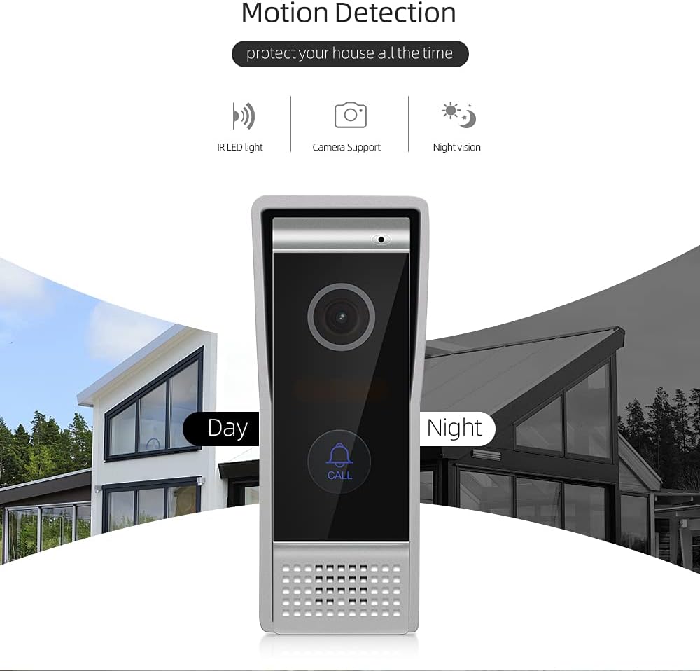 JeaTone Wireless Wifi Smart IP Doorbell with Camera and Monitor,7 Inch with 1200TVL 32GB SD Card Wired Doorbell Camera for home security set,Night Vision,Support Smartphone Remote unlock