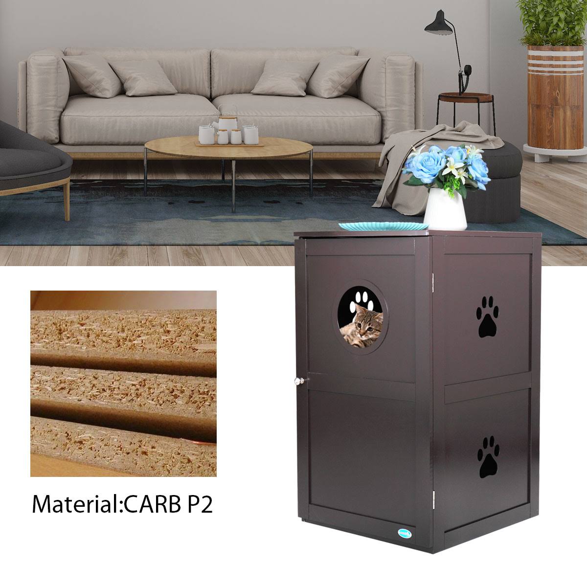 coziwow Stackable Double Cat Sitting in Litter Box