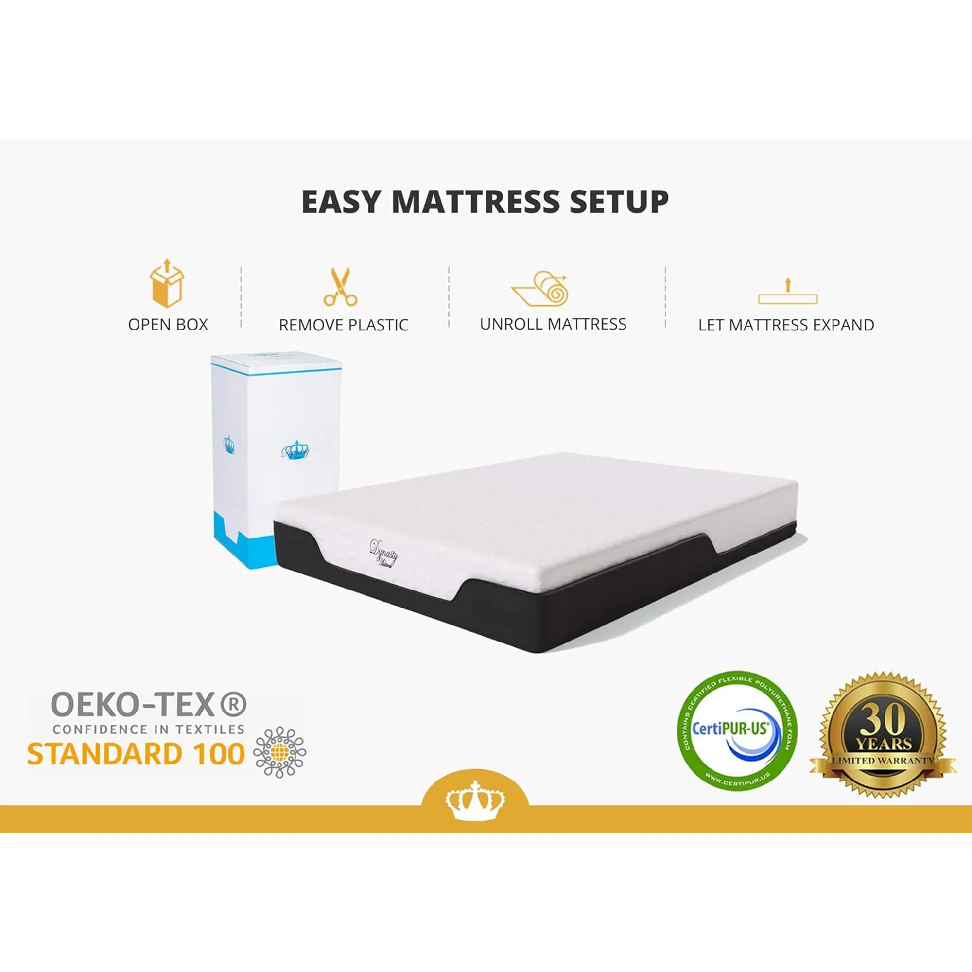 Dynasty Mattress 8 Inch CoolBreeze Gel Memory Foam RV Mattress, RV Queen
