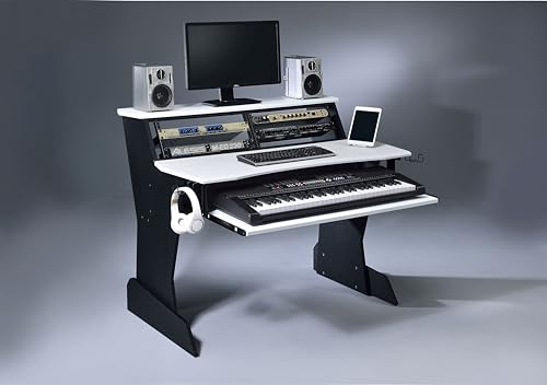 BE200 Series Music Studio Desk Workstation with 2 x 4U rack (Black)