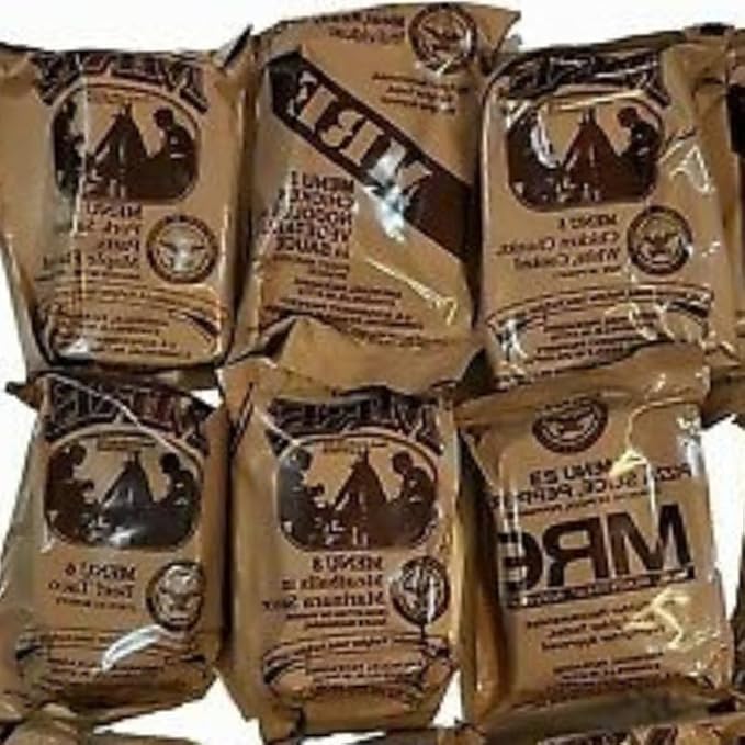MRE Meals Ready to Eat A and B bundle cases 2025, 2026 inspection. Genuine Military US surplus emergency food bulk supply full box with heater