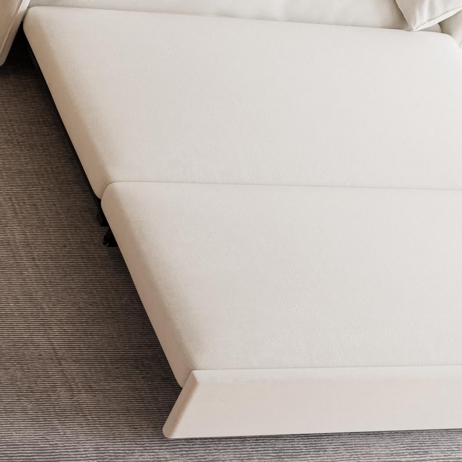 63.8" Futon Sofa Bed Queen Size, Pull Out Bed, 3-in-1 Convertible Sleeper Sofa with Side Pocket, Modern Velvet Futon Couch for Living Room, Small Space, Apartment, Bedroom, Beige