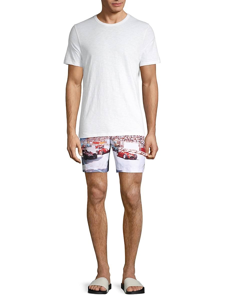 Men&s Orlebar Brown Bulldog Photographic Swim Trunks, Size 28 - Blue