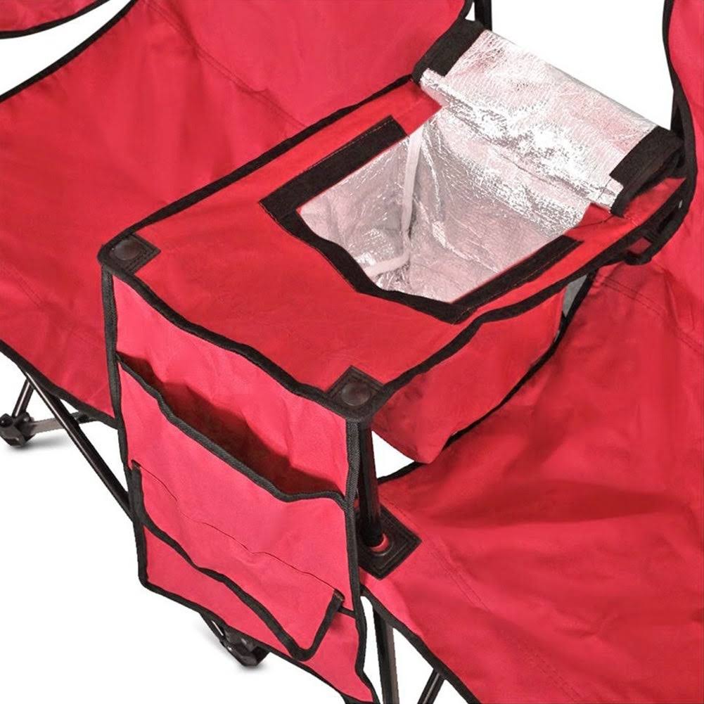 GoTEAM Portable Double Folding Chair w/Removable Umbrella, Cooler Bag and Carry Case (Blue)
