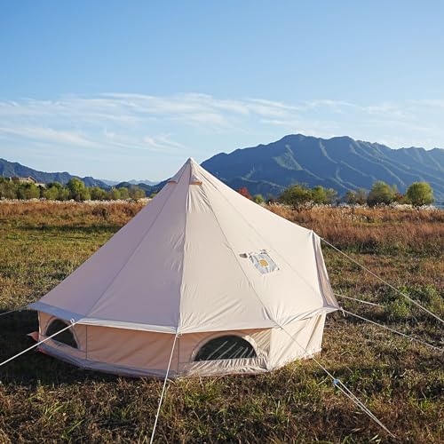 Bell Tent,4 Seasons Breathable 100% Cotton Canvas Yurt Tent - w/Stove Jack,Luxury Camping Tent Outdoor,Zipped Removable Floor