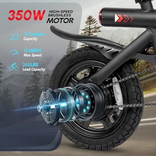 PEXMOR Electric Bike for Adults, 350W Motor (Peak 500W) Ebike 36V 6AH Battery, 14" Folding Commuter City Electric Bicycle for Adults/Teens, Complies to UL2849