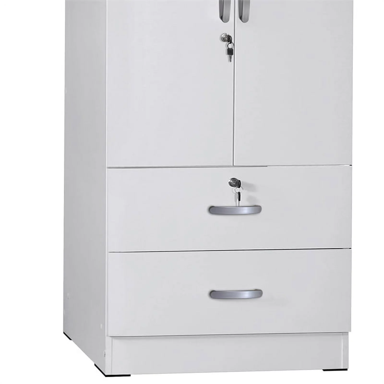 Pemberly Row Wood 2-Door Wardrobe Armoire with 2-Drawers in White