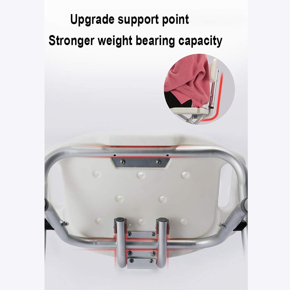 Elderly Bath Stool, Folding Bath/Shower Bench with Back Elderly Bath Chair Shower Stool Safety Seat Bathroom Adjustable Positions 37-41Cm with Anti-Slip Rubber Feet for Travelling and Compact