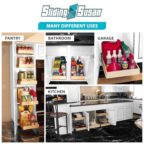 SlidingSusan Pull-Out Drawer Organizer for Cabinets, Gliding Soft Close Shelves for Kitchen, Pantry, and Storage Organization, Fast DIY Installation