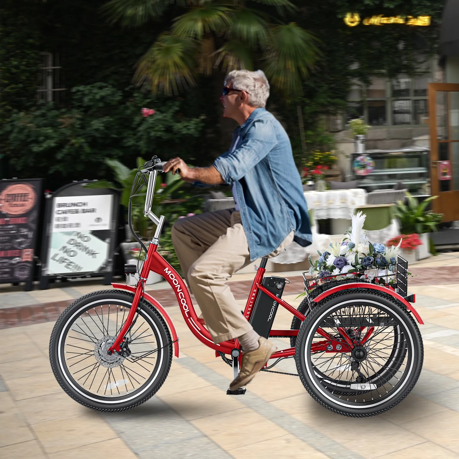 Ficisog 24" Adult Electric Tricycles, 350W 7-Speed Electric Tricycle with Removable Lithium Battery, Unisex 36V 14.5AH