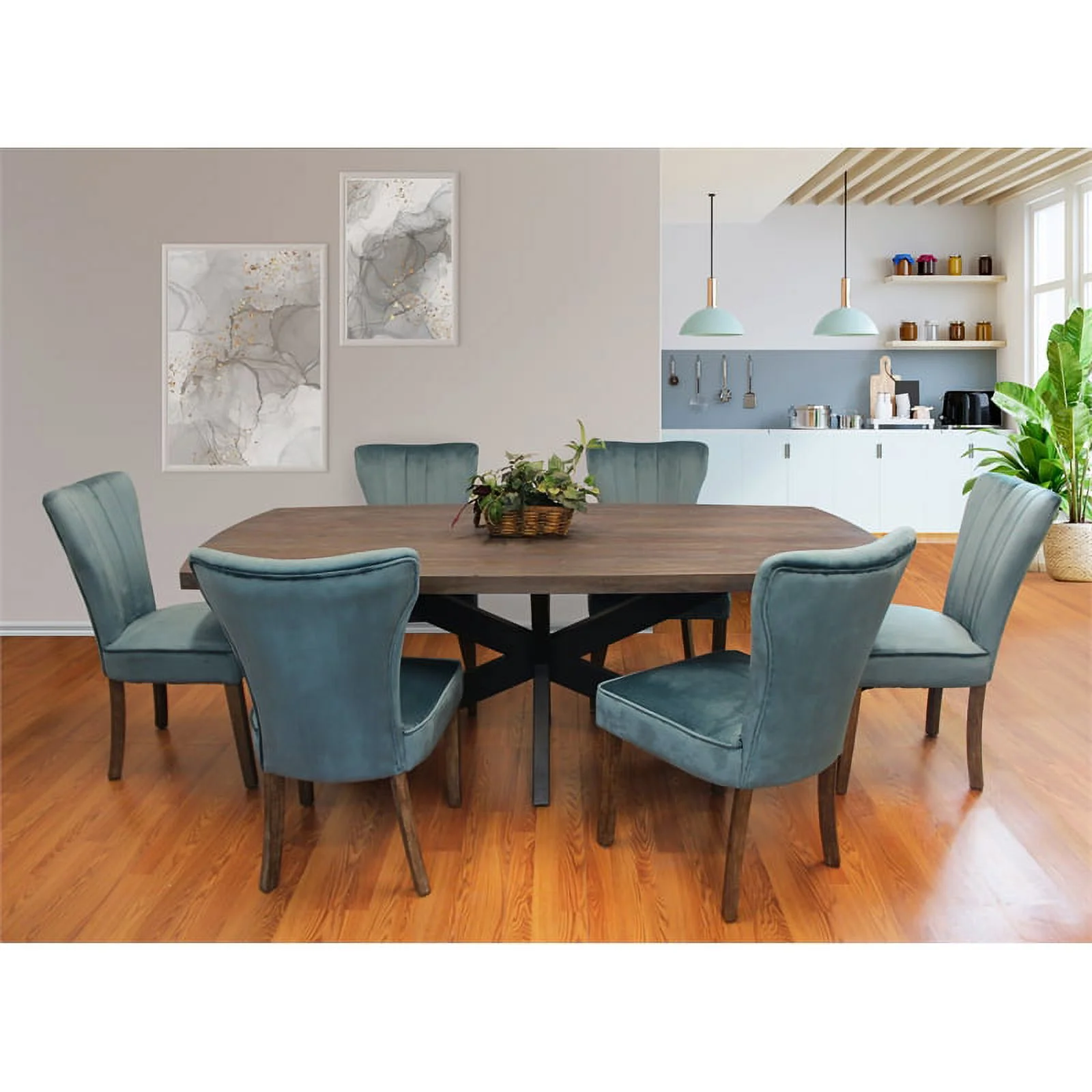 Redondo Felix Solid Wood Dining Table with Cast Iron Legs in Natural - 82"