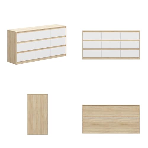 Hitow 9 Drawer Dresser for Bedroom with Deep Drawers, Large Floor Wood Dressers & Chest of Drawers Handle Free, Modern Black Long Dressers for Closet Living Room, Euro Slide (63"W x 15.7"D x 31.5"H)